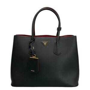PRADA Double Large Bag - Black Saffiano Leather Tote Bag